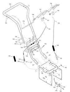 Handle Assembly Diagram and Parts List for 6240810X85-18-2857-28 2007 Briggs and Stratton Snow Blower